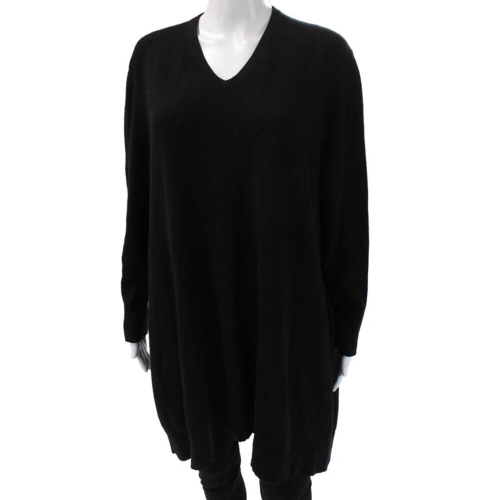 Shamask Womens Pullover Cashmere V Neck Black Long Sleeve Sweater Size S